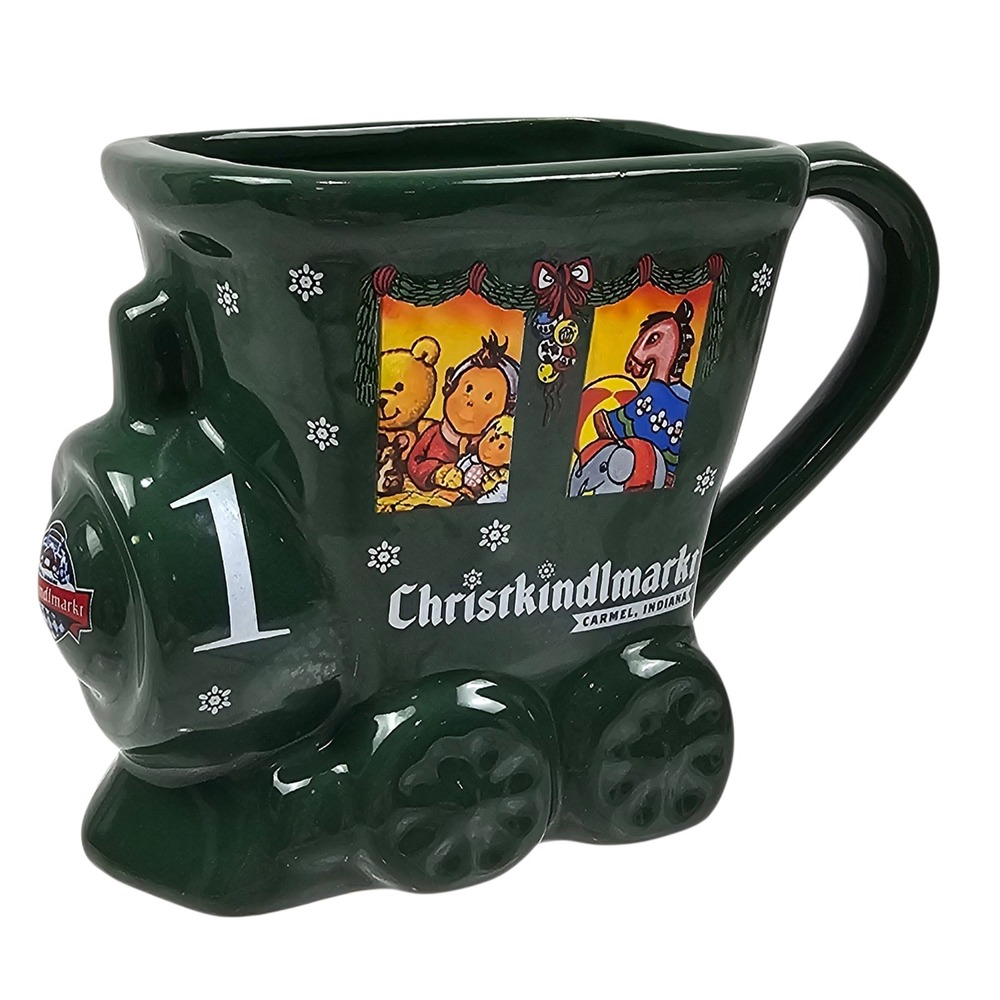 Christkindlmarkt Carmel IN Train Mug Green Ceramic Kössinger AG 2018 Holiday